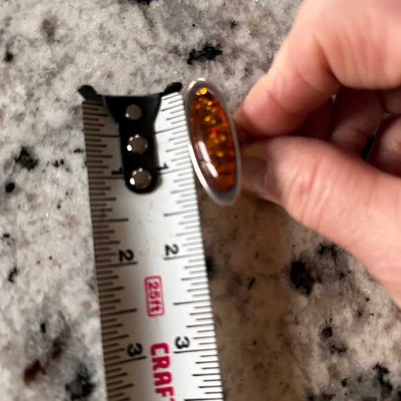 9.25 SILVER & COGNAC AMBER RING - Picture 6 of 7